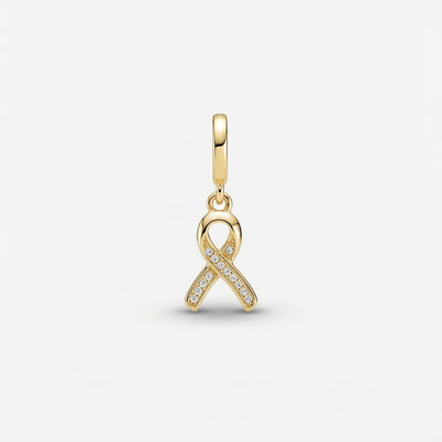 CZ Cancer Ribbon Charm (Gold)
