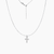 CZ Cross Adjustable Charm Threader Necklace (Silver)