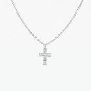 CZ Cross Adjustable Necklace (Silver)