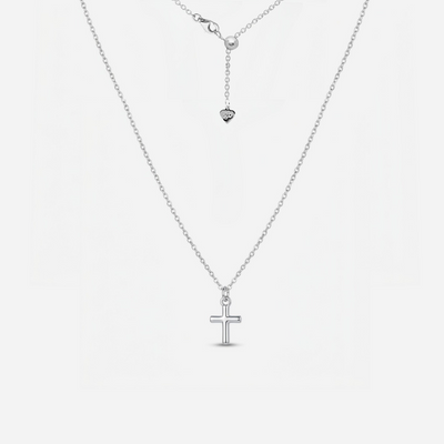 Dainty Cross Adjustable Necklace (Silver)
