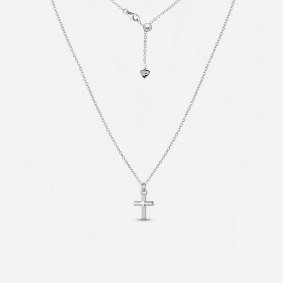 Dainty Cross Adjustable Necklace (Silver)