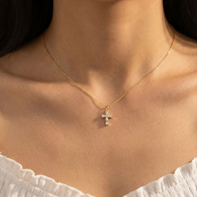 CZ Cross Charm (Gold)