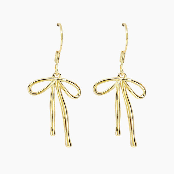Bow Dangle Earrings (Gold)