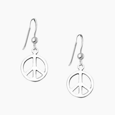 Sterling Silver Peace Sign Earrings