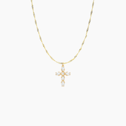 Pear-Cut CZ Cross Pendant (Gold)