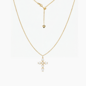 Pear-Cut CZ Cross Pendant (Gold)