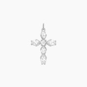 Pear-Cut CZ Cross Pendant (Silver)