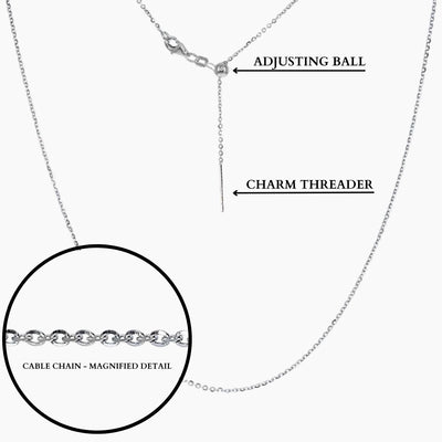 23"Tessa Adjustable Length Charm Threader — Cable Chain (Silver)