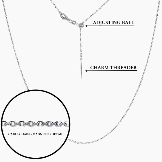 23"Tessa Adjustable Length Charm Threader — Cable Chain (Silver)