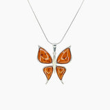 Amber Collection Pendants Pendant + Chain Honey Amber Butterfly Pendant in Sterling Silver