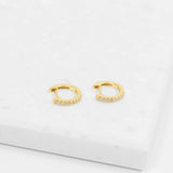 Crystal Collection Earrings Brilliant CZ Huggie Hoop Earrings (Gold)