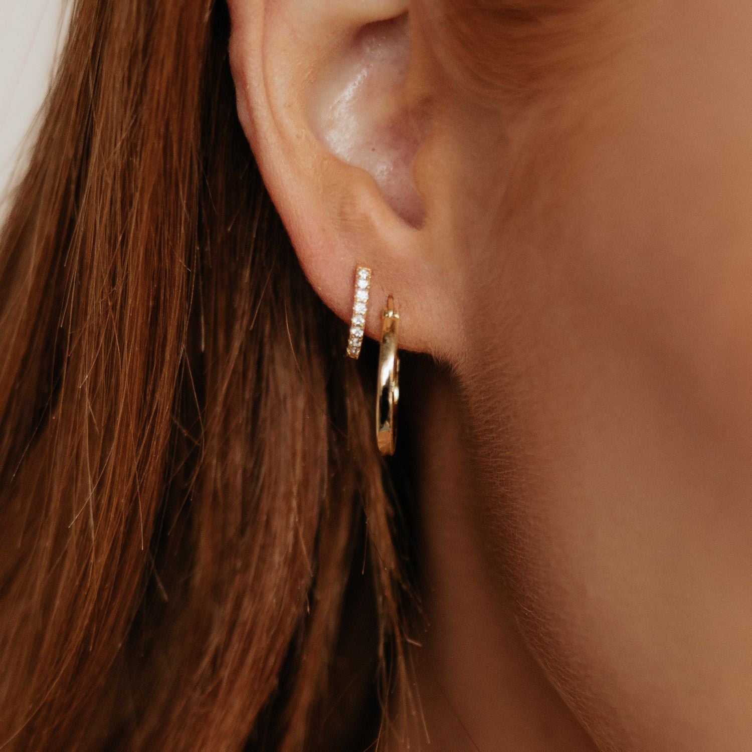 Brilliant CZ Huggie Hoop Earrings Gold