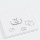 Crystal Collection Earrings Brilliant CZ Huggie Hoop Earrings (Silver)