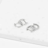 Crystal Collection Earrings Brilliant CZ Huggie Hoop Earrings (Silver)