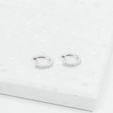 Crystal Collection Earrings Brilliant CZ Huggie Hoop Earrings (Silver)