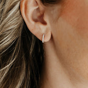 Crystal Collection Earrings Brilliant CZ Huggie Hoop Earrings (Silver)