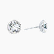 Crystal Collection Earrings Clear Round Single Crystal Bezel-Set Post Earrings