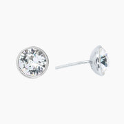 Crystal Collection Earrings Clear Round Single Crystal Bezel-Set Post Earrings