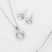 Crystal Collection Earrings Clear Round Single Crystal Bezel-Set Post Earrings