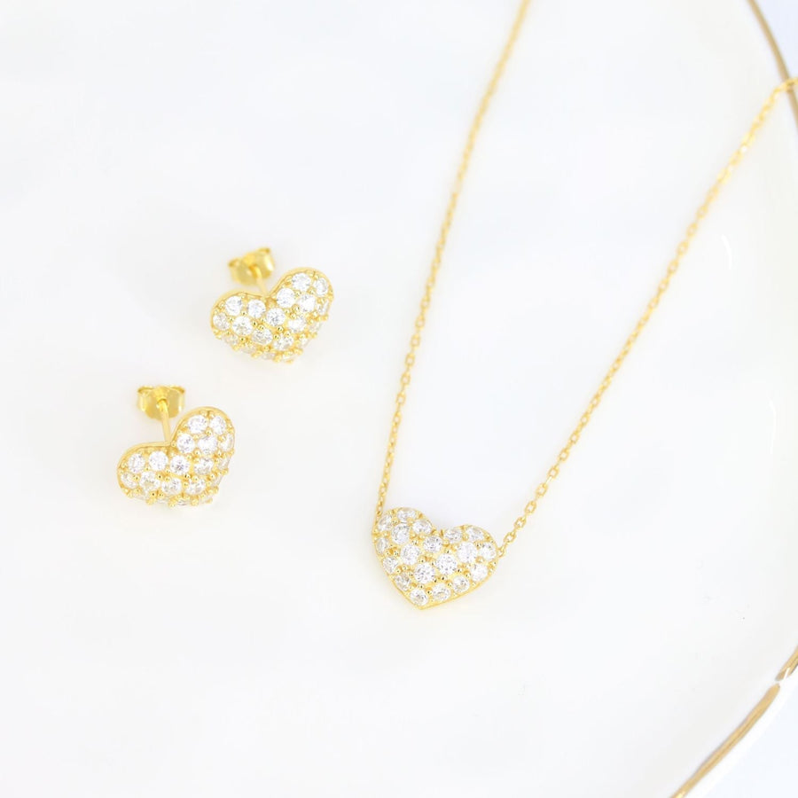 Crystal Collection Earrings Gold Valentina Pave Heart Earrings (Gold)