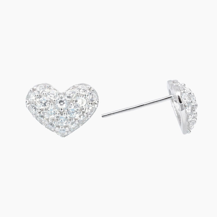 Crystal Collection Earrings Valentina Pave Heart Earrings (Silver)