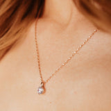 Crystal Collection Necklaces Adjustable Milano Twist Chain + Brilliant CZ Pendant Set in Rose Gold Overlay