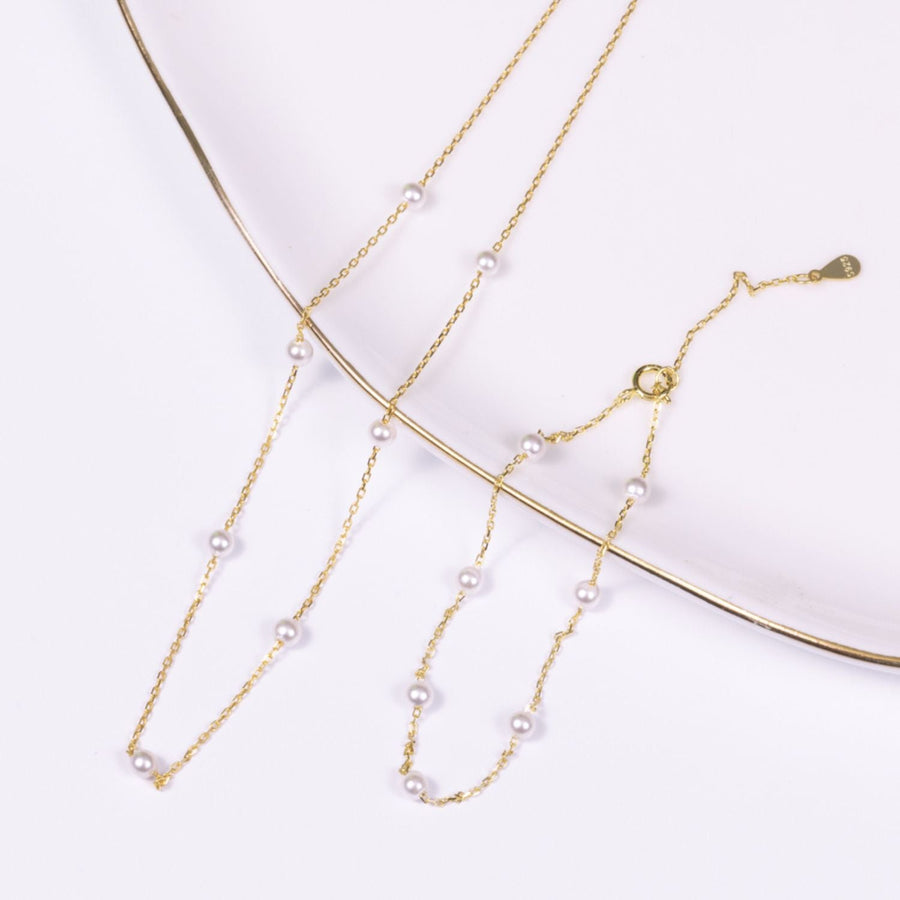 Crystal Collection Necklaces Dainty Freshwater Pearl Stazione Set