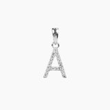 Crystal Collection Pendants A Sterling Silver CZ Small Initial Pendant