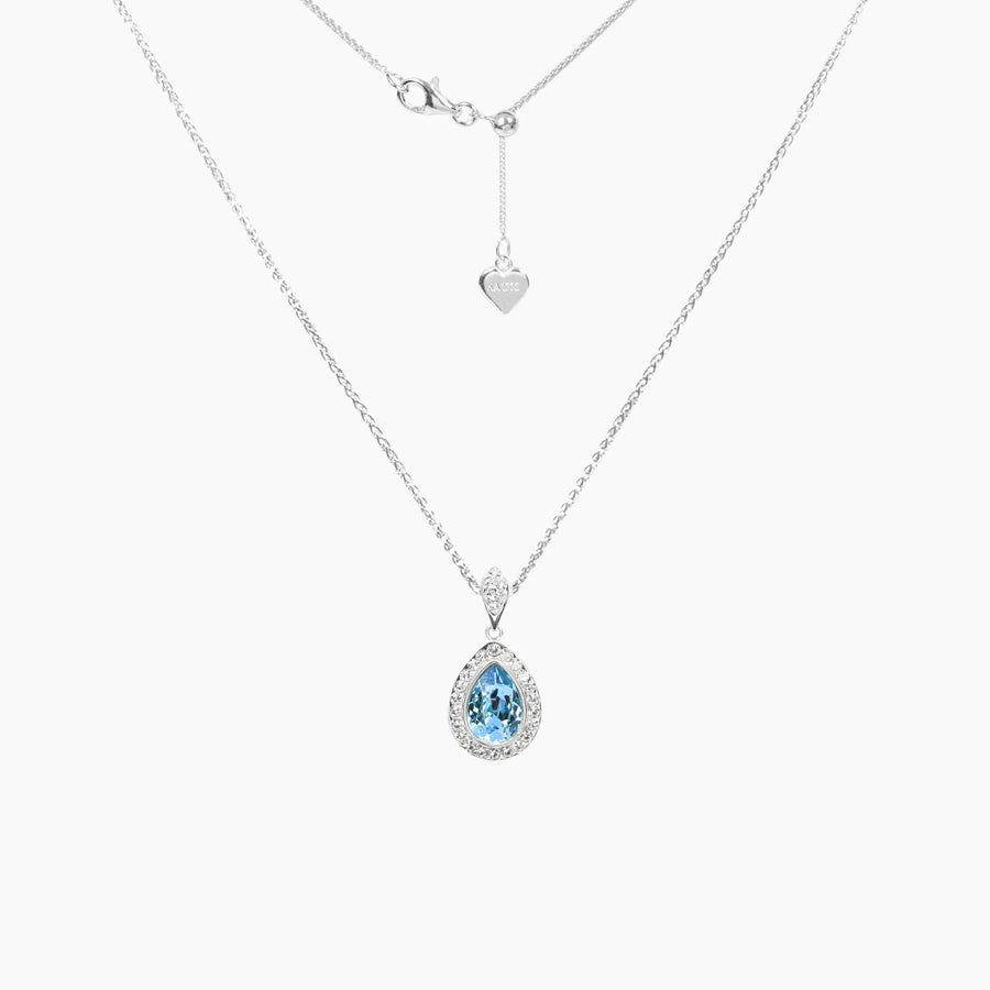 Crystal Collection Pendants Pendant + Chain Blue Teardrop Swarovski Crystal Pendant with Pave Crystal Detail