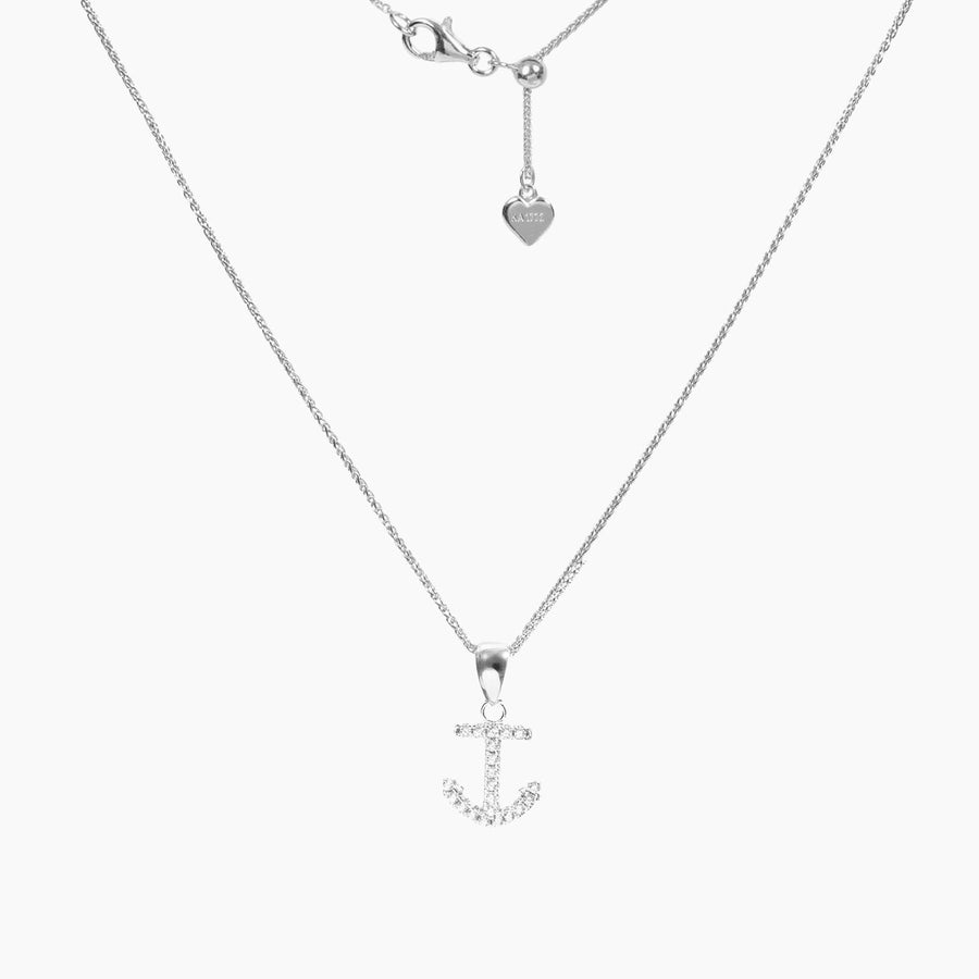 Crystal Collection Pendants Pendant + Chain Sterling Silver CZ Small Anchor Pendant