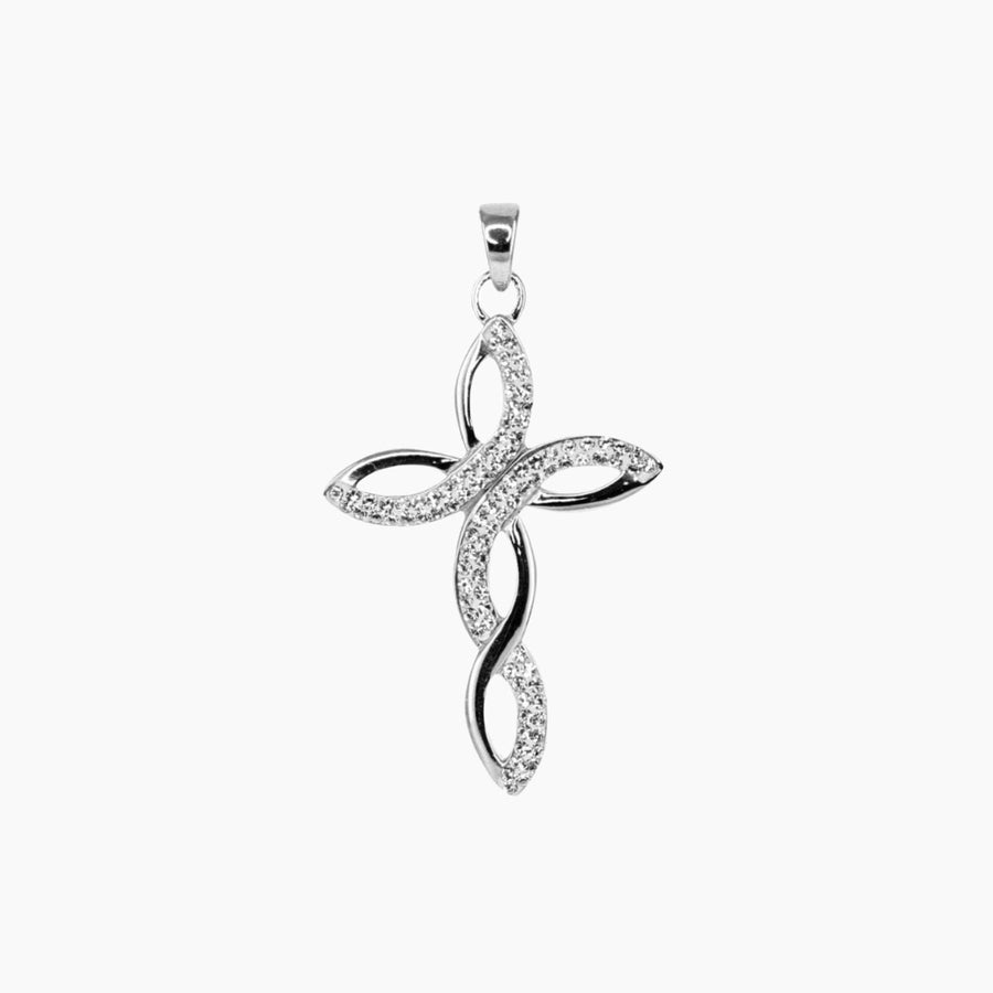 Crystal Collection Pendants Pendant Swarovski Crystal Braided Cross Pendant in Sterling Silver