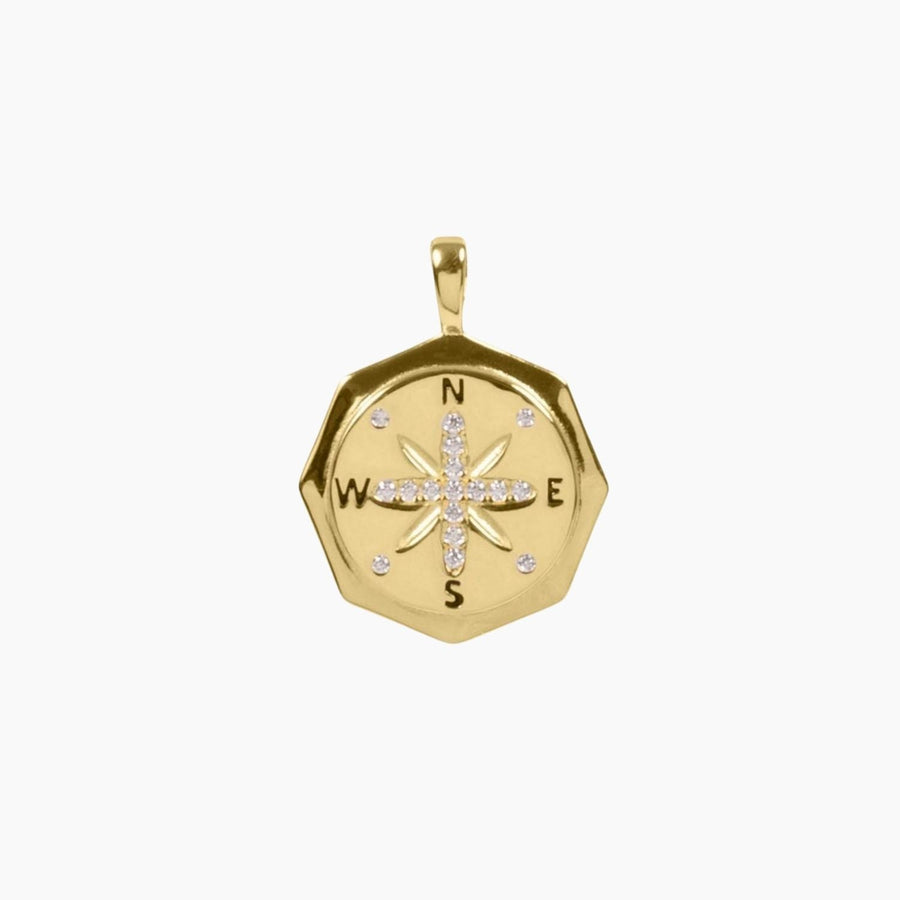 Crystal Collection Pendants Pendant True North Compass Pendant with CZ Accents (Gold)