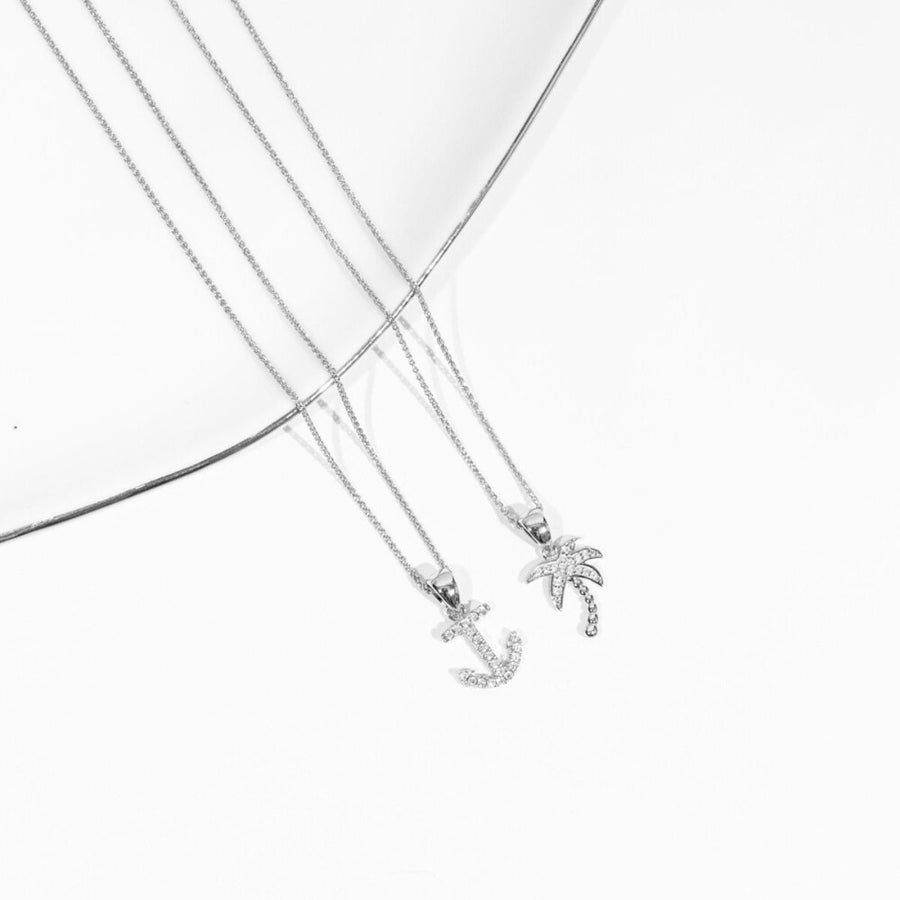 Crystal Collection Pendants Sterling Silver CZ Small Anchor Pendant