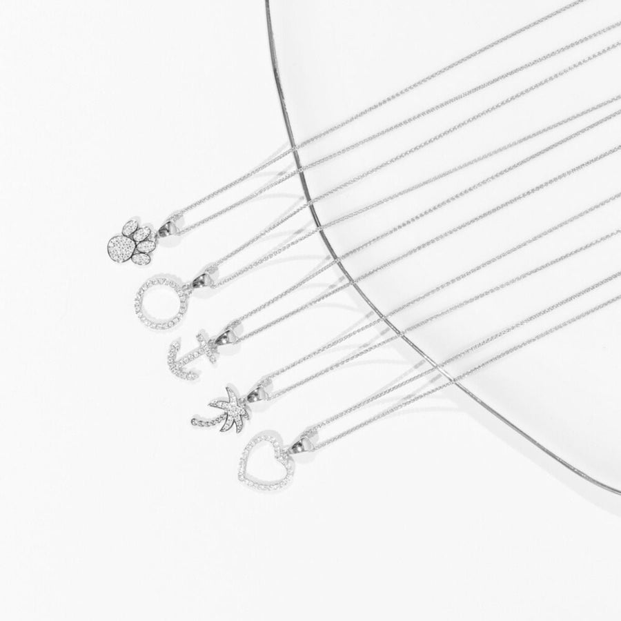 Crystal Collection Pendants Sterling Silver CZ Small Anchor Pendant