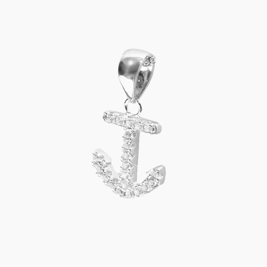 Crystal Collection Pendants Sterling Silver CZ Small Anchor Pendant