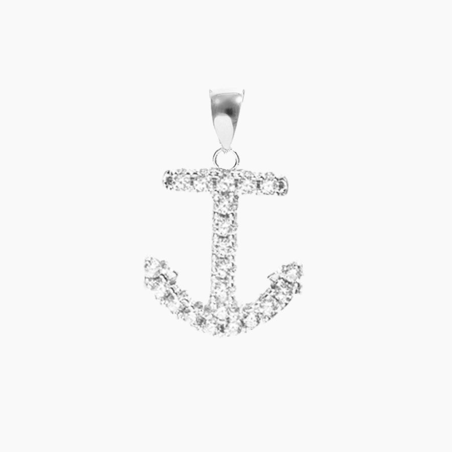 Crystal Collection Pendants Sterling Silver CZ Small Anchor Pendant