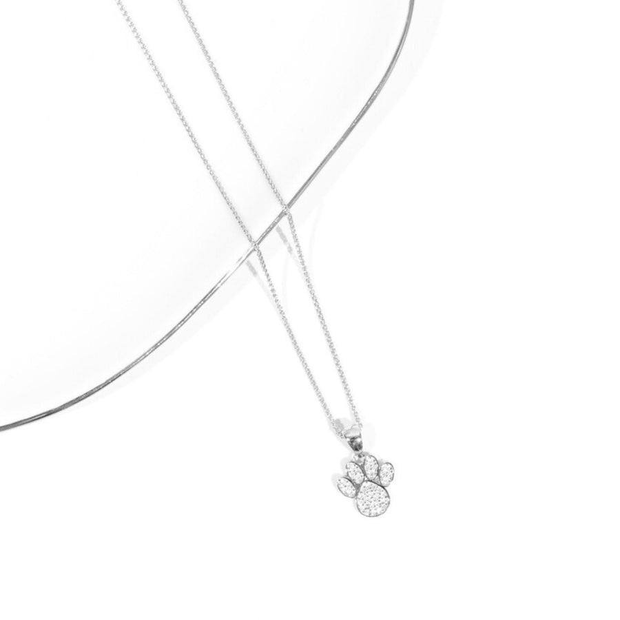 Crystal Collection Pendants Sterling Silver CZ Small Dog Paw Pendant