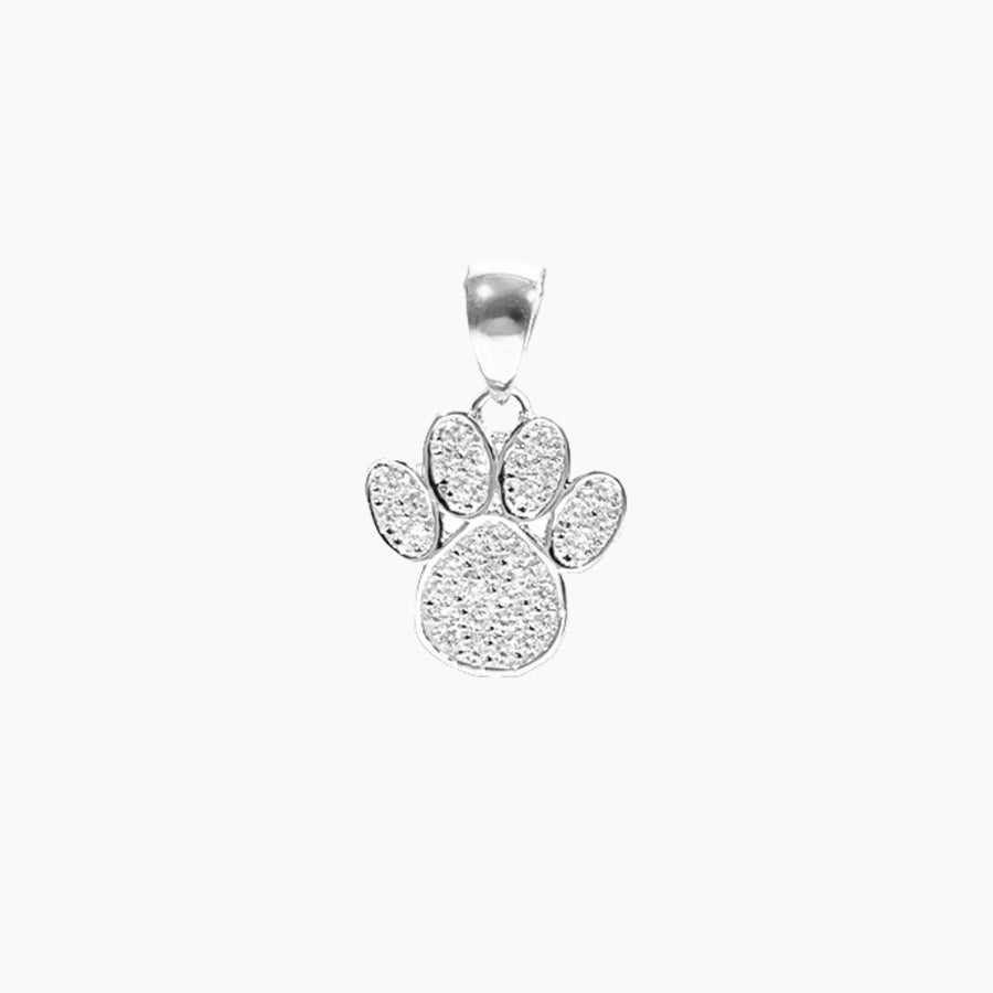Crystal Collection Pendants Sterling Silver CZ Small Dog Paw Pendant