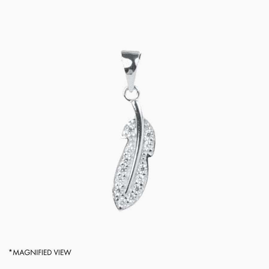 Crystal Collection Pendants Sterling Silver CZ Small Leaf Pendant