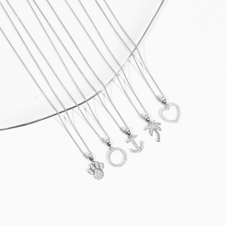 Crystal Collection Pendants Sterling Silver CZ Small Open Heart Pendant