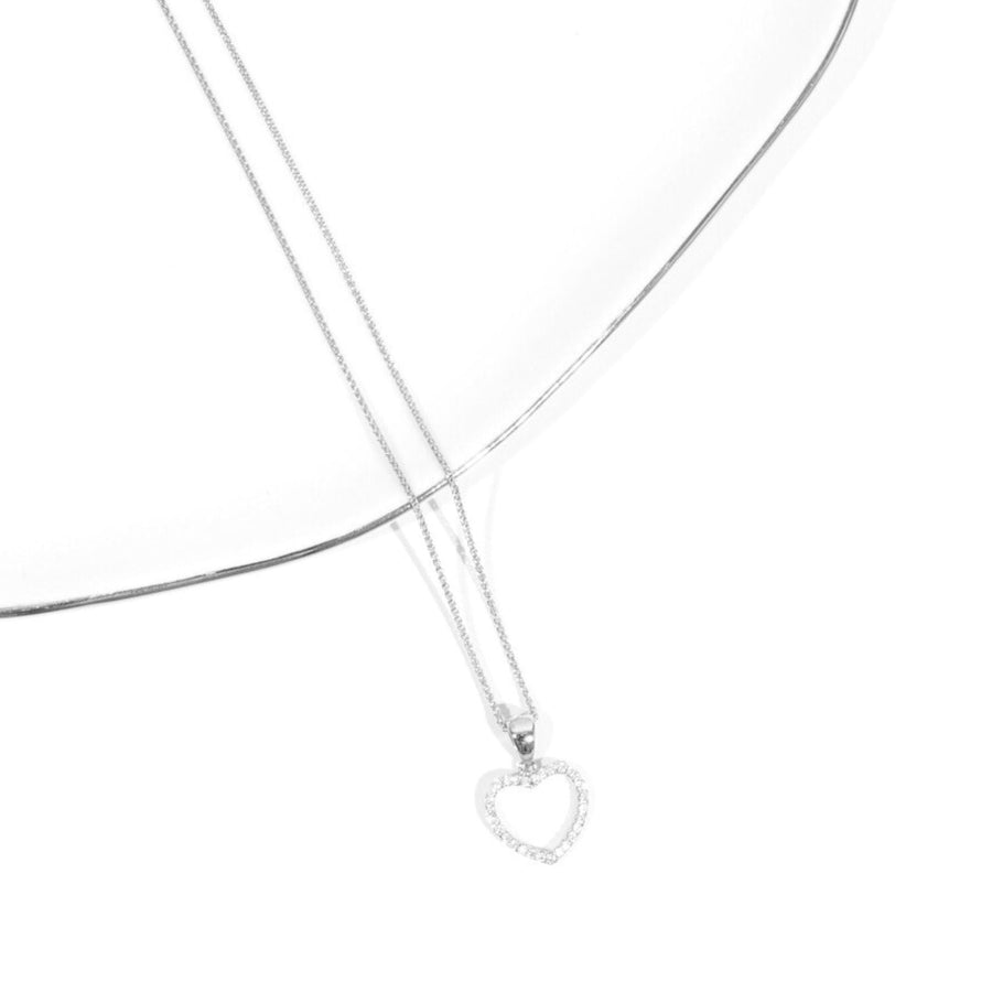 Crystal Collection Pendants Sterling Silver CZ Small Open Heart Pendant