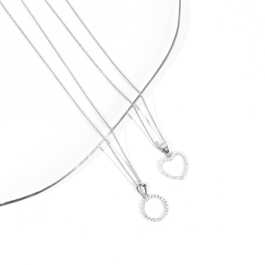 Crystal Collection Pendants Sterling Silver CZ Small Open Heart Pendant