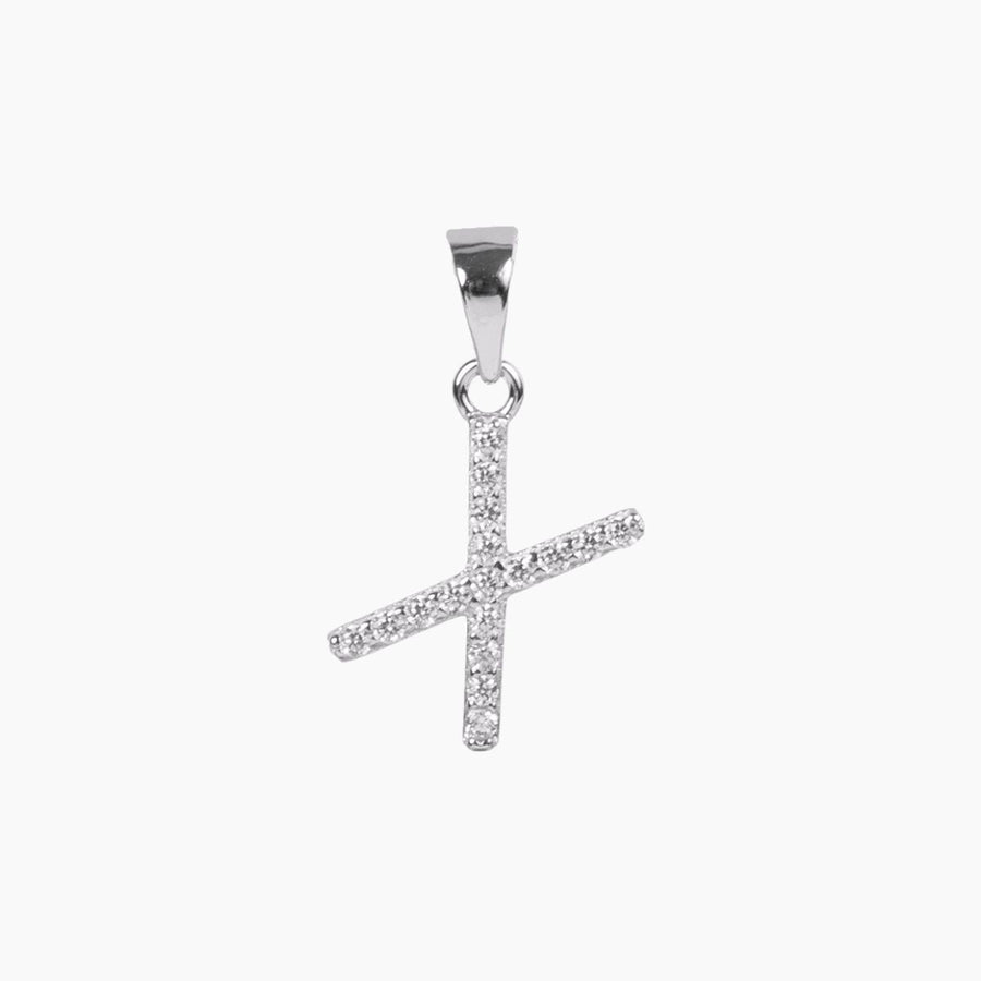 Crystal Collection Pendants X Sterling Silver CZ Small Initial Pendant