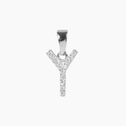 Crystal Collection Pendants Y Sterling Silver CZ Small Initial Pendant
