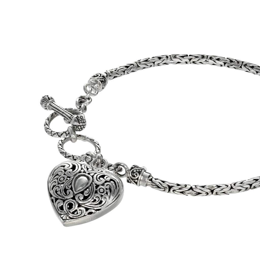 Bali Byzantine Sterling Silver Heart Bracelet Roma Designer Jewelry