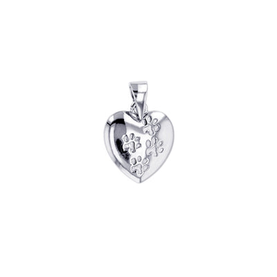 Small Heart Paw Pendant (Silver)