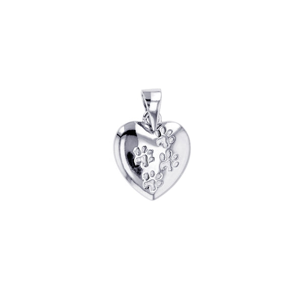 Small Heart Paw Pendant (Silver)
