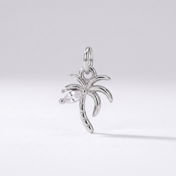 Dainty Palm Tree Charm (Silver)