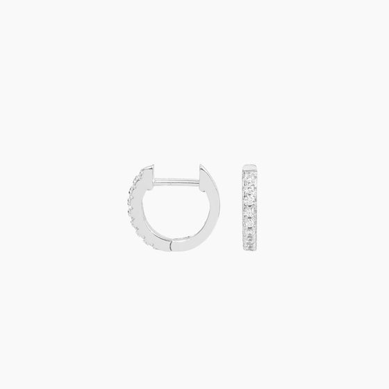Brilliant CZ Huggie Hoop Earrings (Silver)