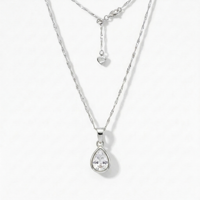 Teardrop CZ Pendant (Silver)